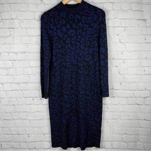 BANANA REPUBLIC leopard print metallic stretch knit sweater dress, size S - Picture 11 of 16